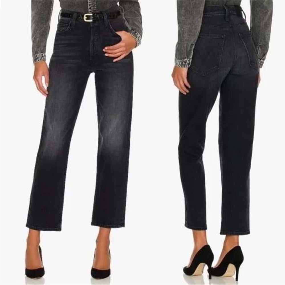 MOTHER Superior The Tomcat Straight Leg Crop Jeans in Lies Lies Lies‎ Size 28